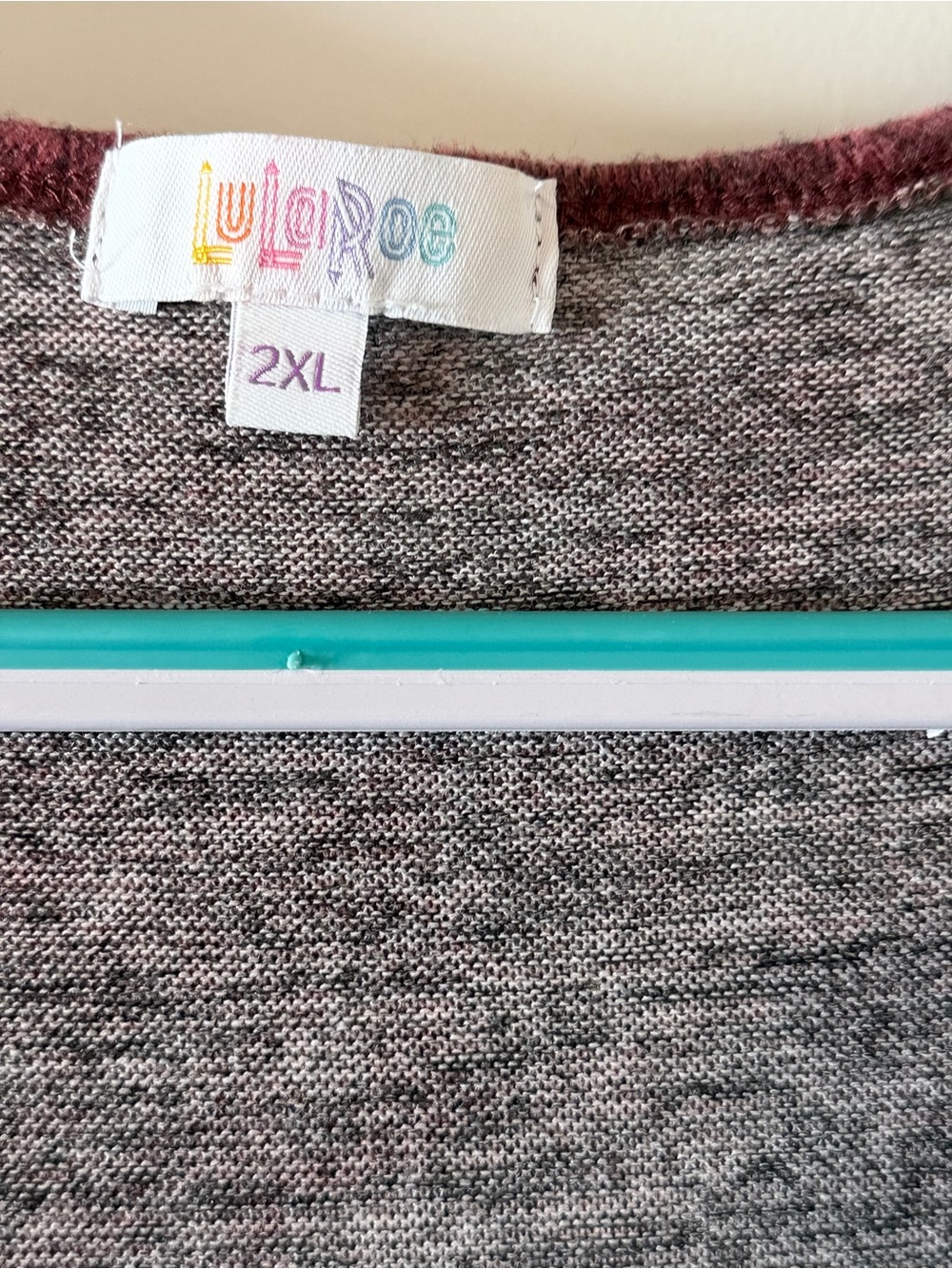 LuLaRoe Long Open-Front Cardigan - Burgundy Heather - Picture 2 of 2